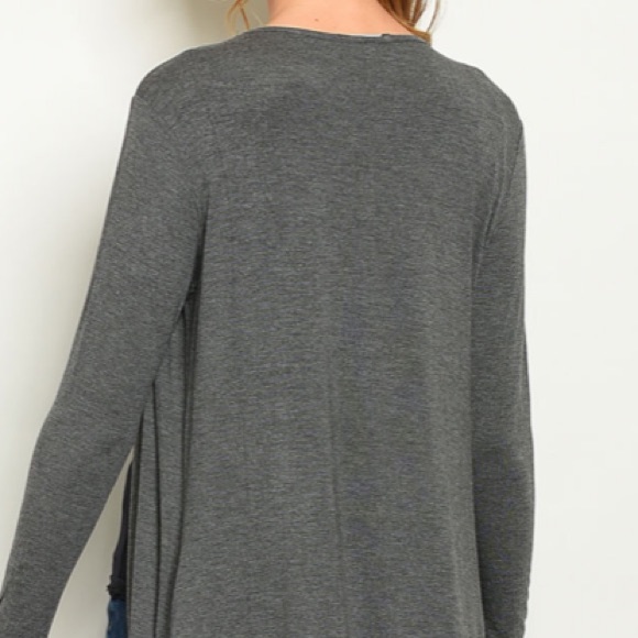 Gray Long sleeve open front jersey duster cardigan - Picture 6 of 8